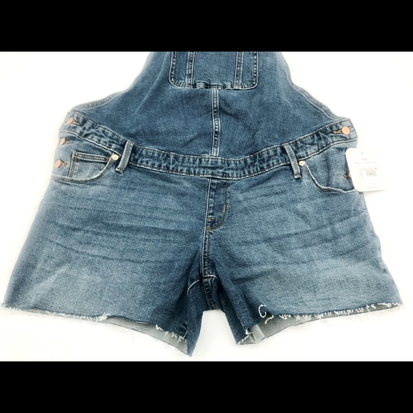 COPY - COPY - NWT Isabel maternity jean distressed wash overalls shortalls sz 8… - Picture 7 of 8